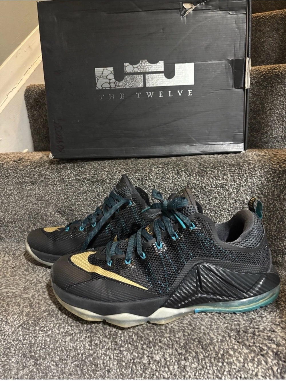 Nike LeBron XII Black Yellow Teal